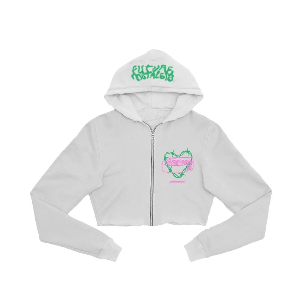 DUA LIPA concert white crop hoodie